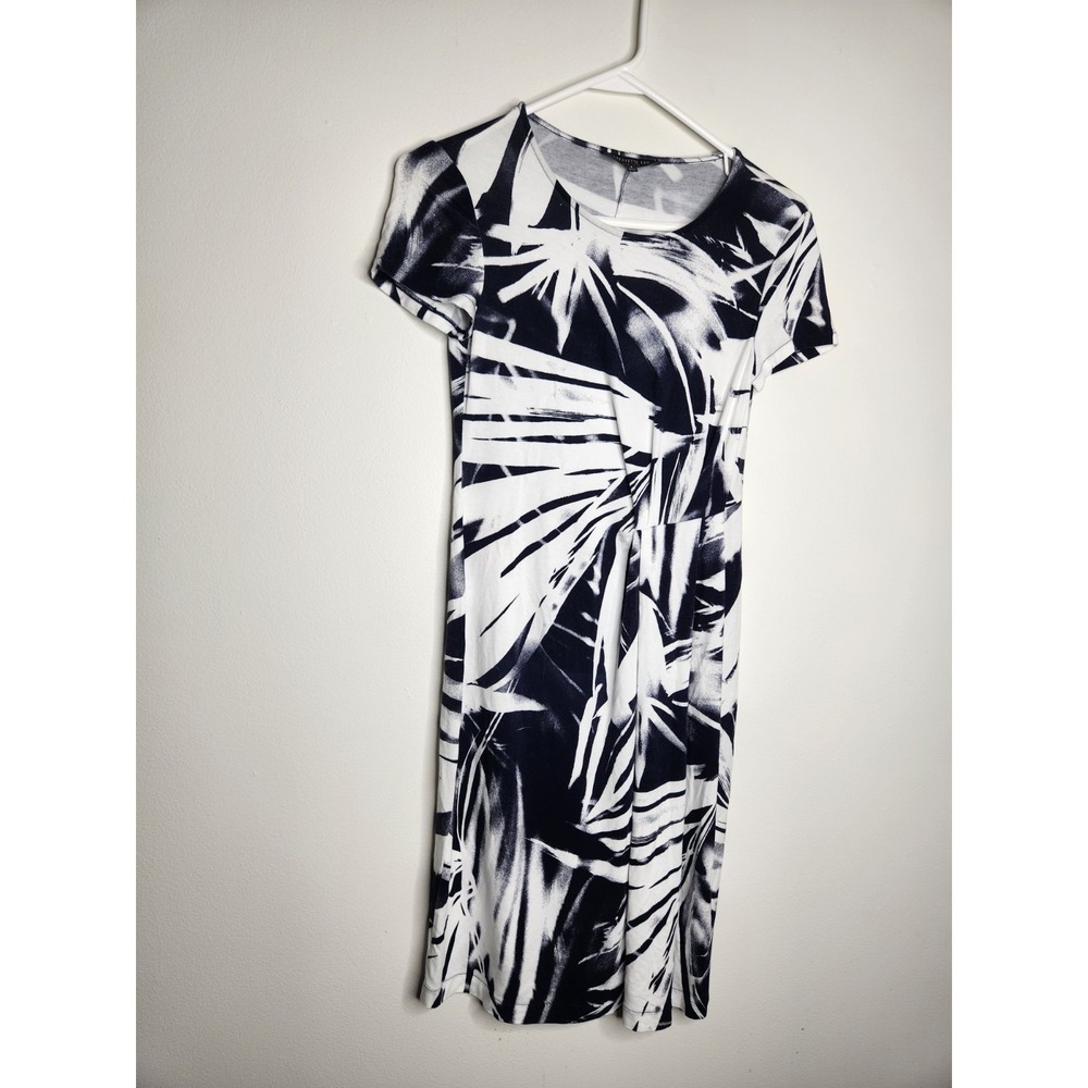 Layfayette 148 Tropical Jersey Knit Black White Dress Size P‎ 0 / 2